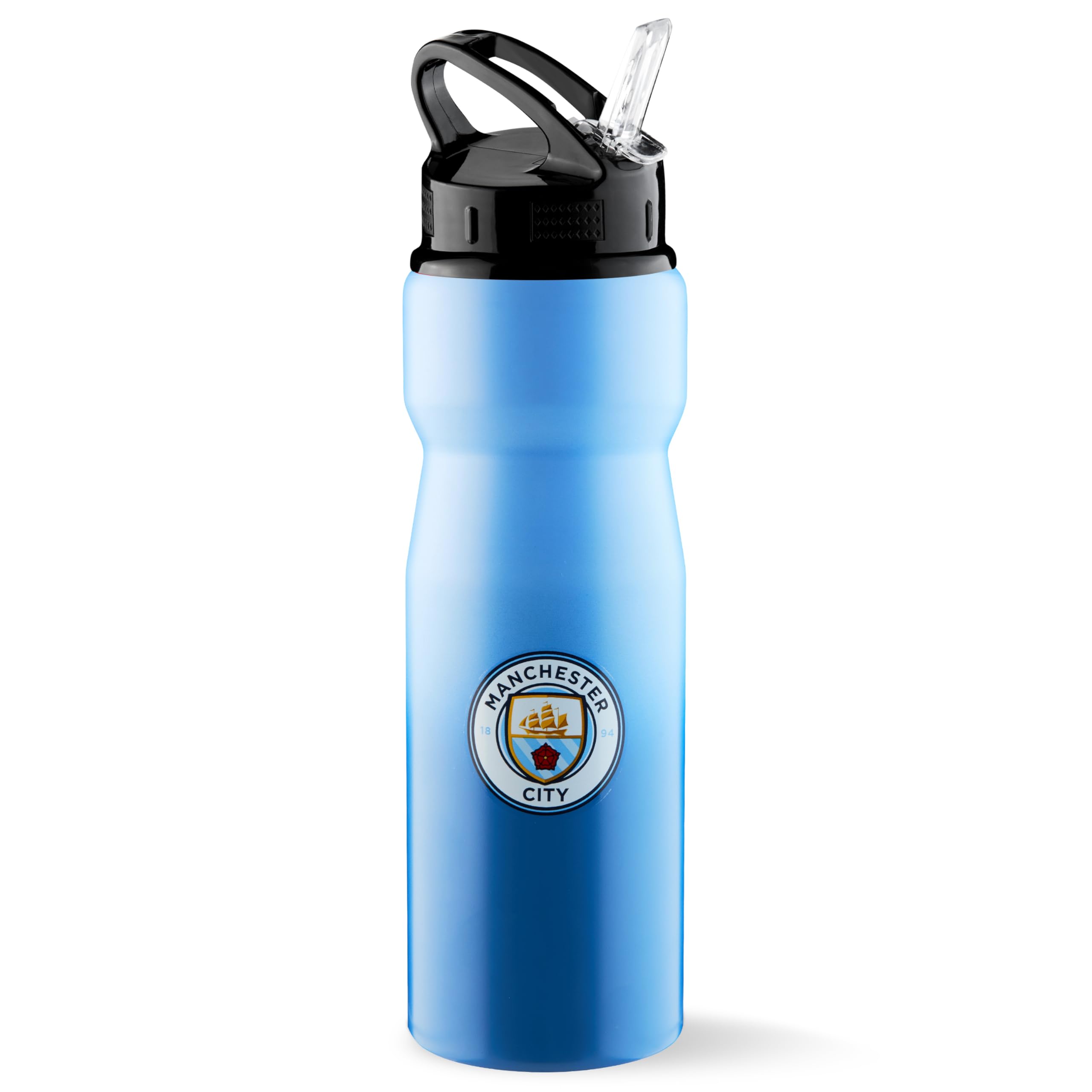 Manchester City FC Water Bottle with Straw Metal Water Bottle Soccer Fans Sports Work Gym  Man City Gifts for Men