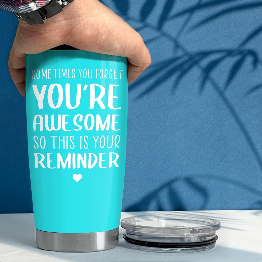 Sandjest Sometimes You Forget That Youre Awesome So This Is Your Reminder Tumbler Gift Set - Birthday, Christmas Inspirational G