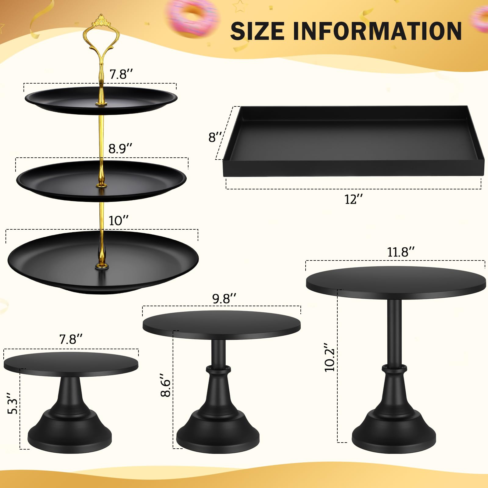 Tioncy 7 Pcs Cake Stand Set Metal Cupcake Holder Dessert Table Display Cupcake Display Plate Serving Platter Dessert Table Stand