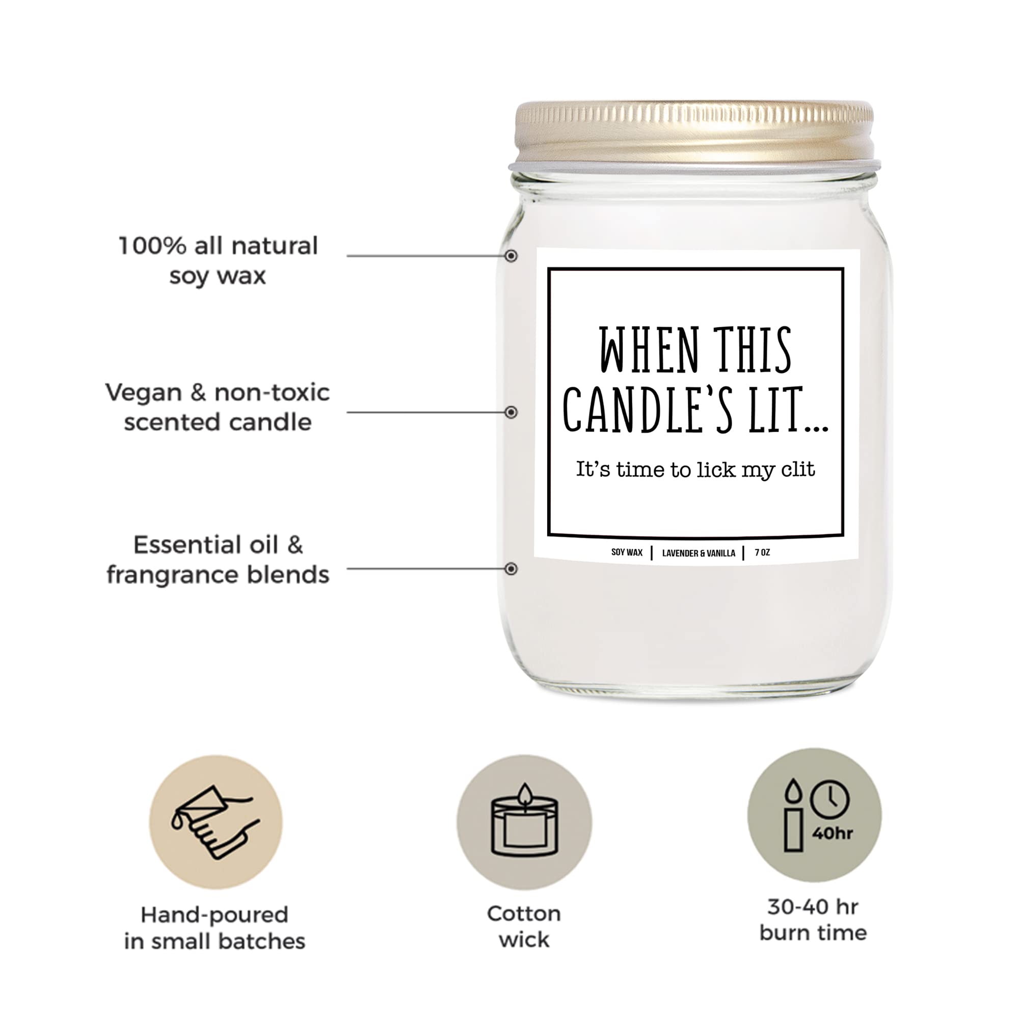 YouNique Designs When This Candle is Lit Its Time to Lick, 7 Ounces, Candles for Romantic Night, Naughty Candles for Him, Mens C