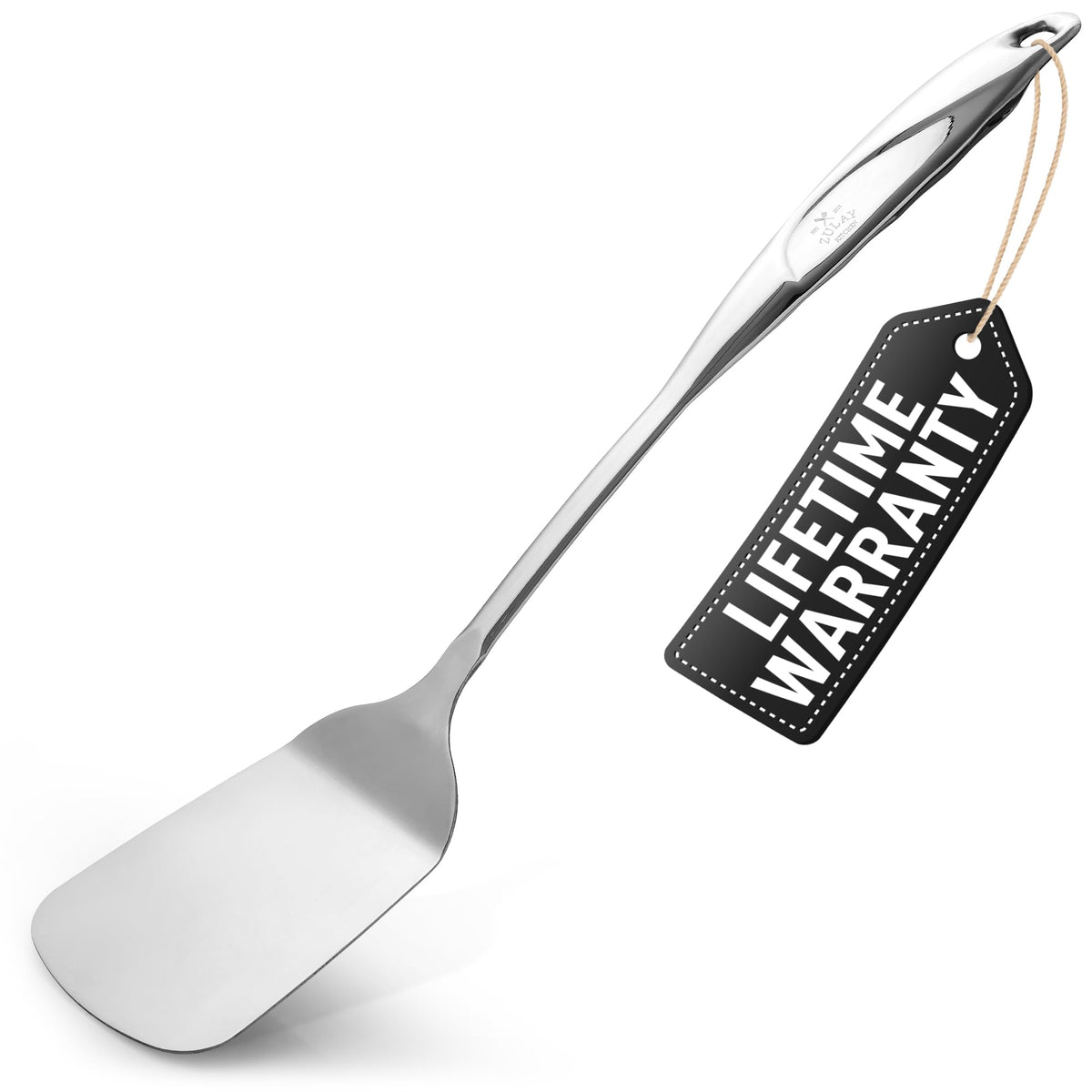 Zulay Kitchen Premium Stainless Steel Metal Spatula - Cooking Spoon Turner - Durable Cooking Utensil With Ergonomic, Easy To Use
