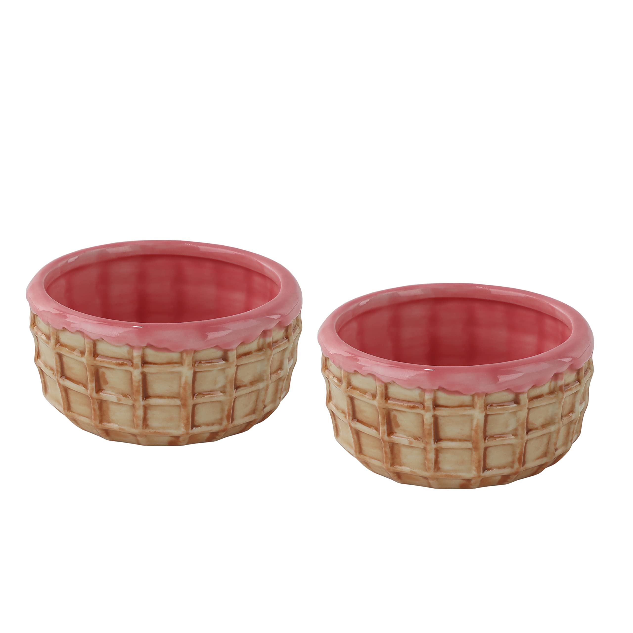 Pink Ice Cream Sundae Dessert Bowl 6Oz - Set Of 2