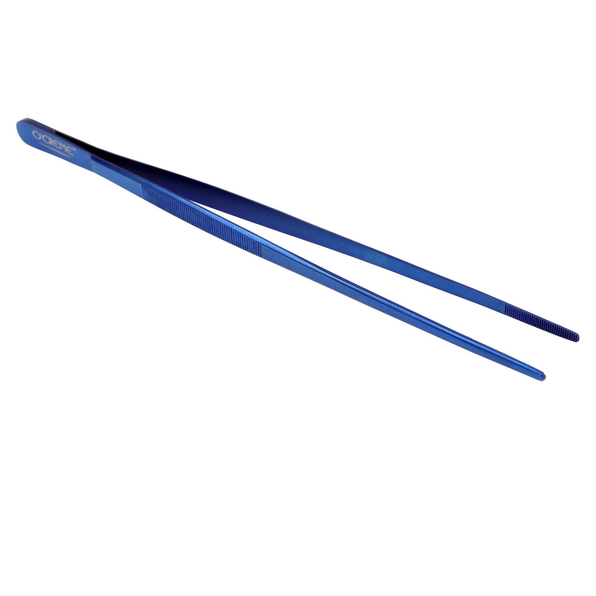 O'Creme 12 Inch Stainless Steel Precision Kitchen Culinary Tweezer Tongs (12''  Blue)