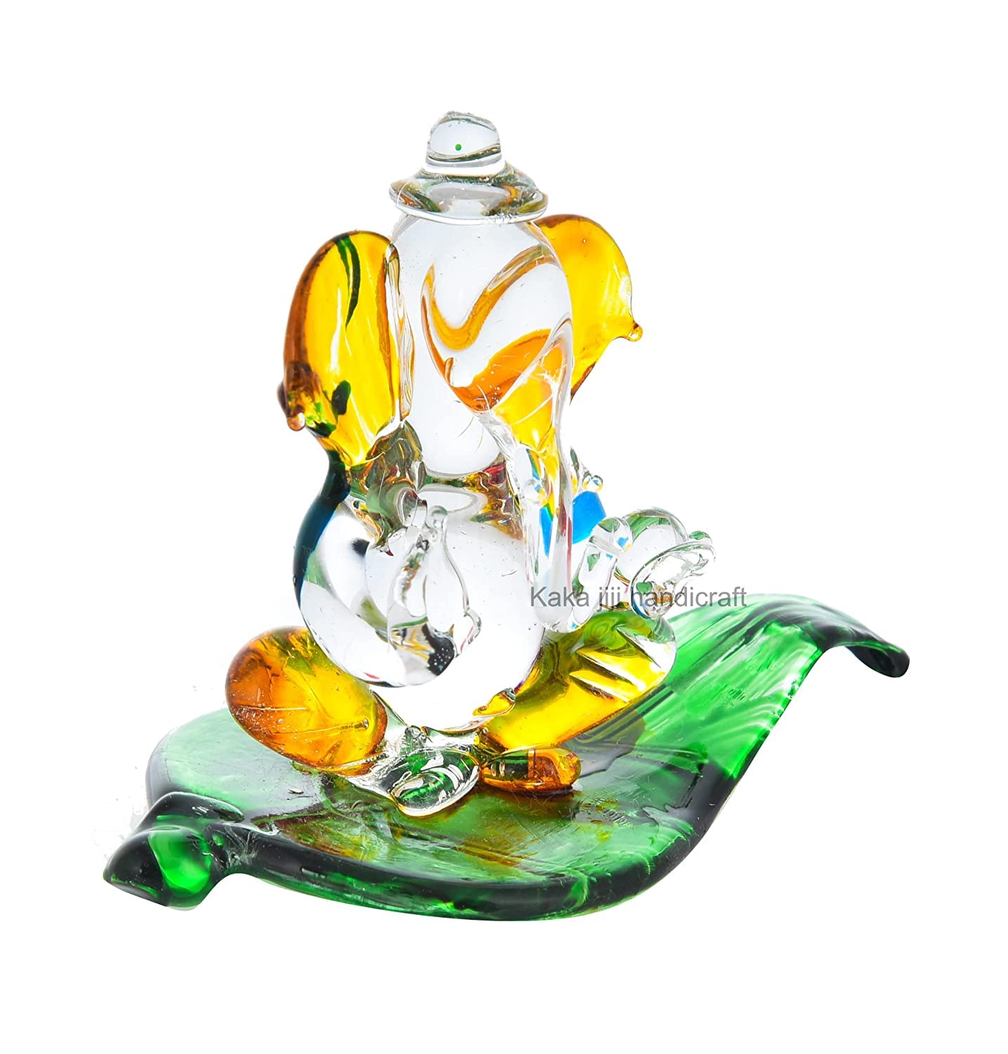 Craft Radhika Crystal Lord Ganesha Statue For Car Dashboard Idols I Home Temple Decoration Items I Ganesh Ji Murti Gift (Green)