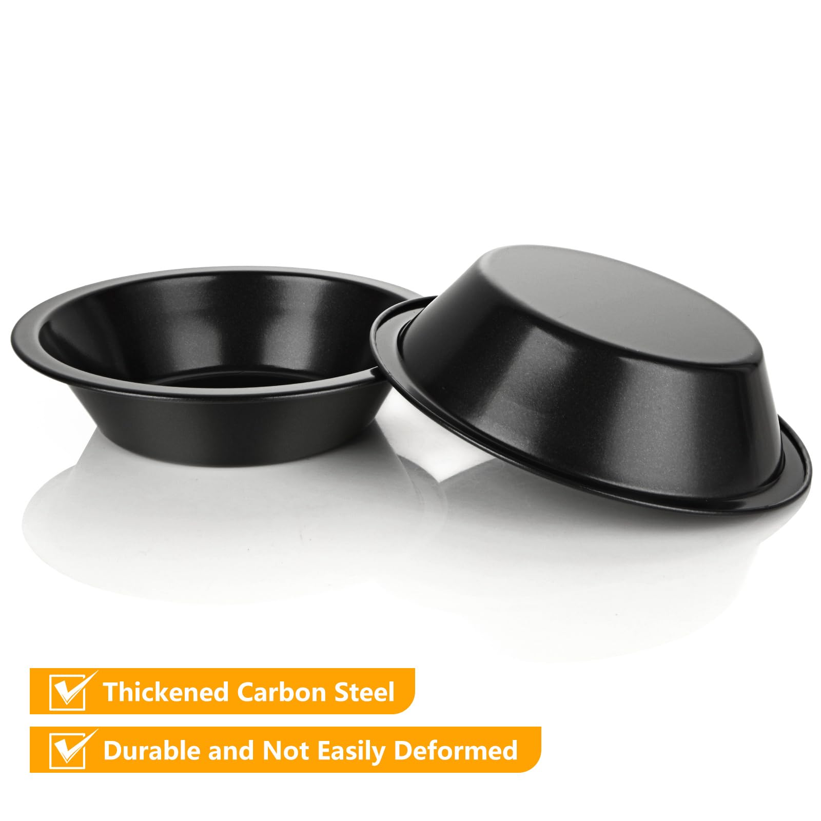 Cyeah 10 Pcs Non-Stick Mini Pie Pans, 4 Inch Round Deep Pie Dish For Baking, High Carbon Steel Pot Pie Baking Dishes, Small Blac