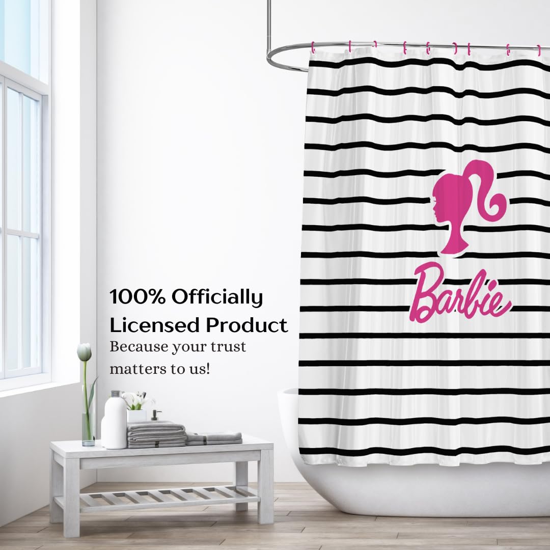 Franco Barbie Glam 13 Piece Shower Curtain And Ring Set, (100% Officially Licensed Product)