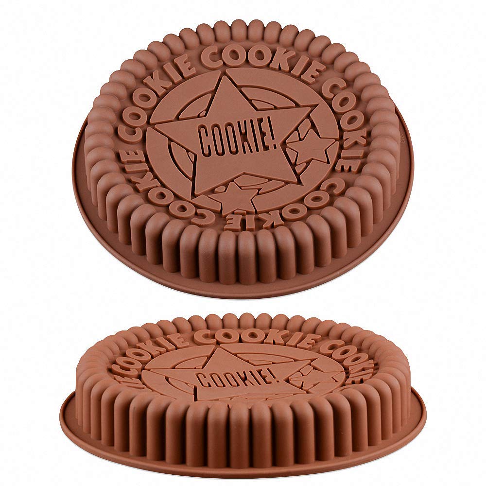 2Pcs Giant Sandwich Oreo Big Cookie Cake Pan 9 Inch Rock Star Bread Baking Silicone Mold (Set Of 2, Random Color)
