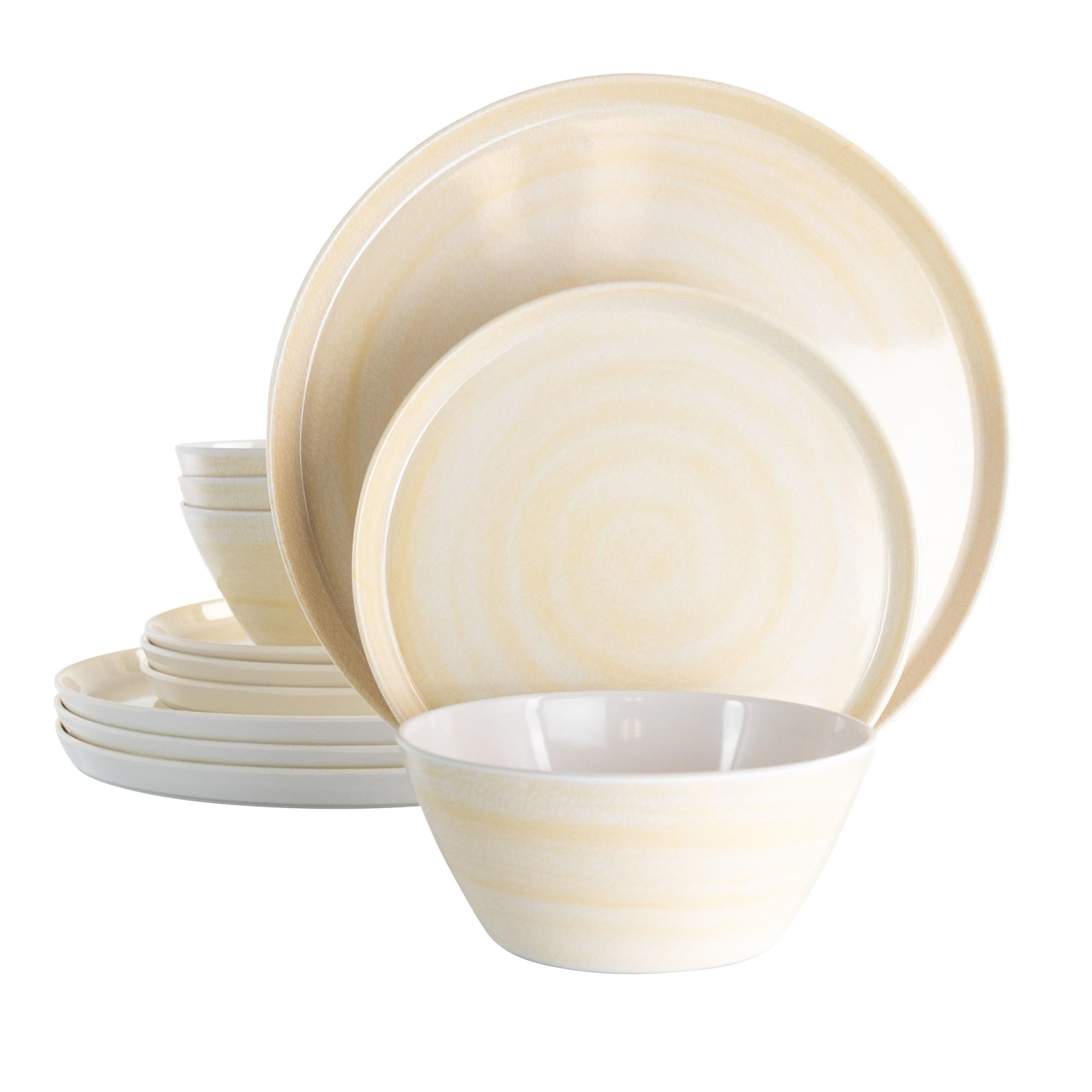 Elama Lightweight Dinnerware Set, 12 Piece, Cream