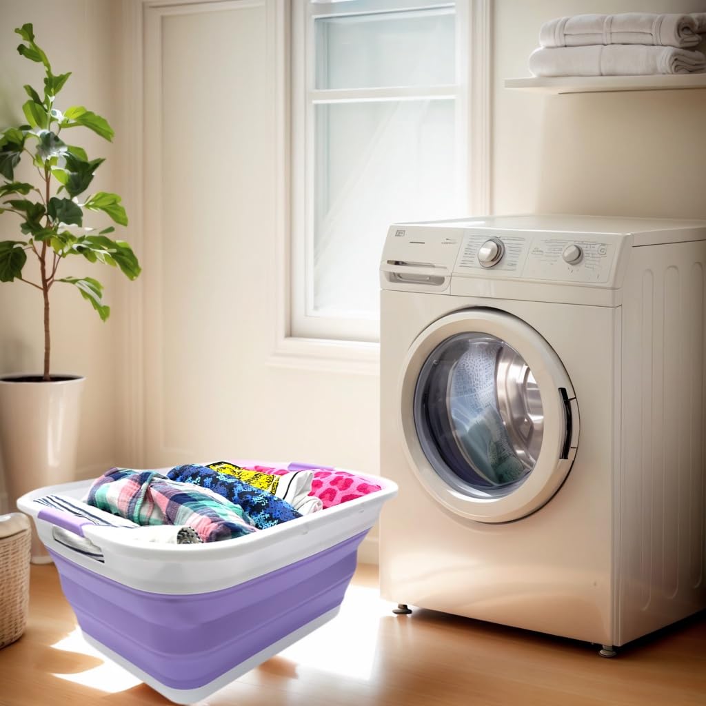 SAMMART 41L (10.8 gallon) Collapsible Plastic Laundry Basket-Foldable Pop Up Storage Container/Organizer-Portable Washing Tub-Sp
