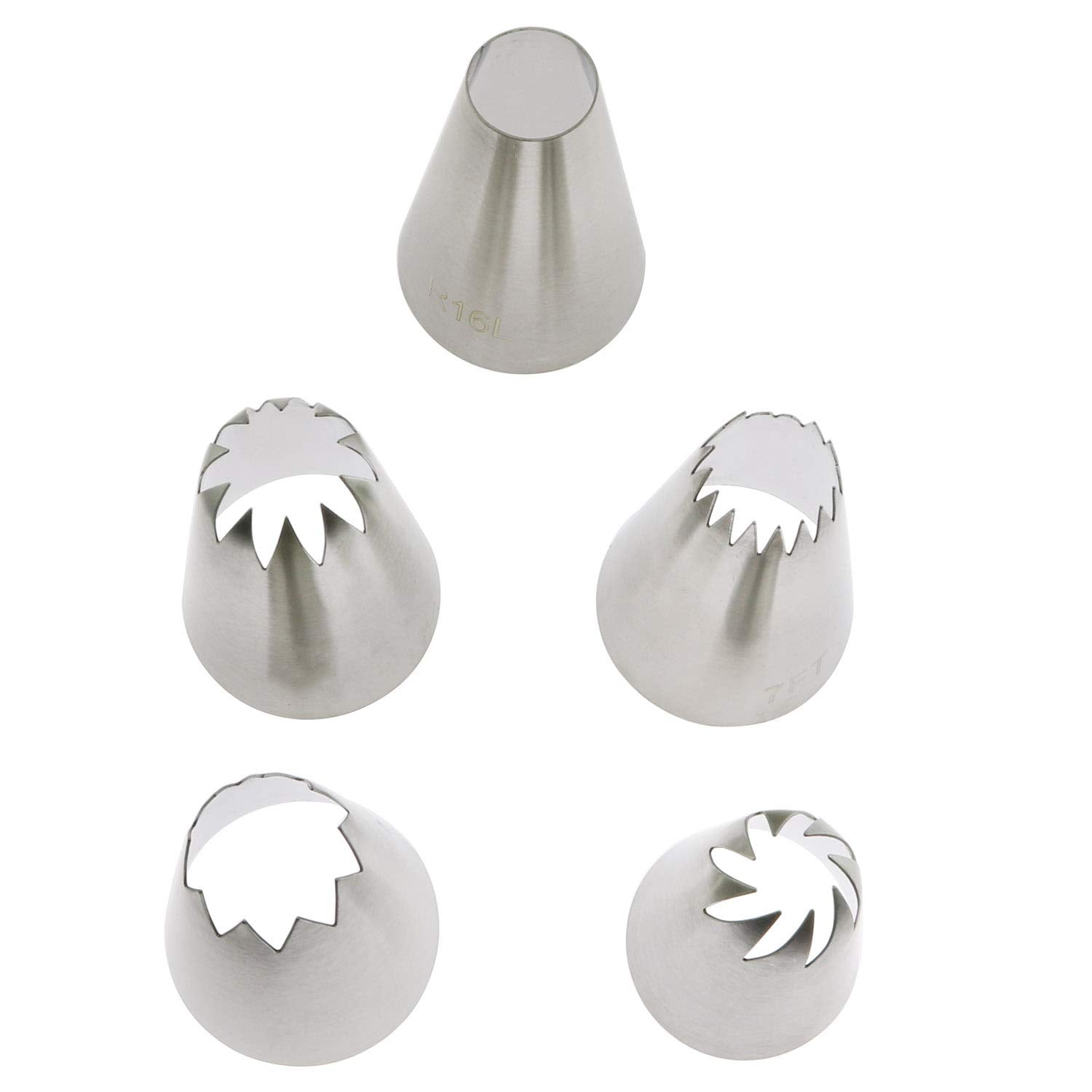Longdex Icing Piping Tip Nozzle 6Pcs 304 Stainless Steel Extra-Large Nozzle Tool Tips Set For Box Cake Cupcake Sugarcraft Decora