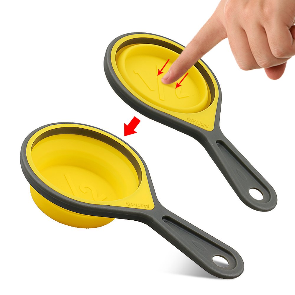 Leepiya Measuring Cups And Spoons Set, Collapsible Measuring Cups, 8 Piece Measuring Tool Engraved Metric/Us Markings For Liquid