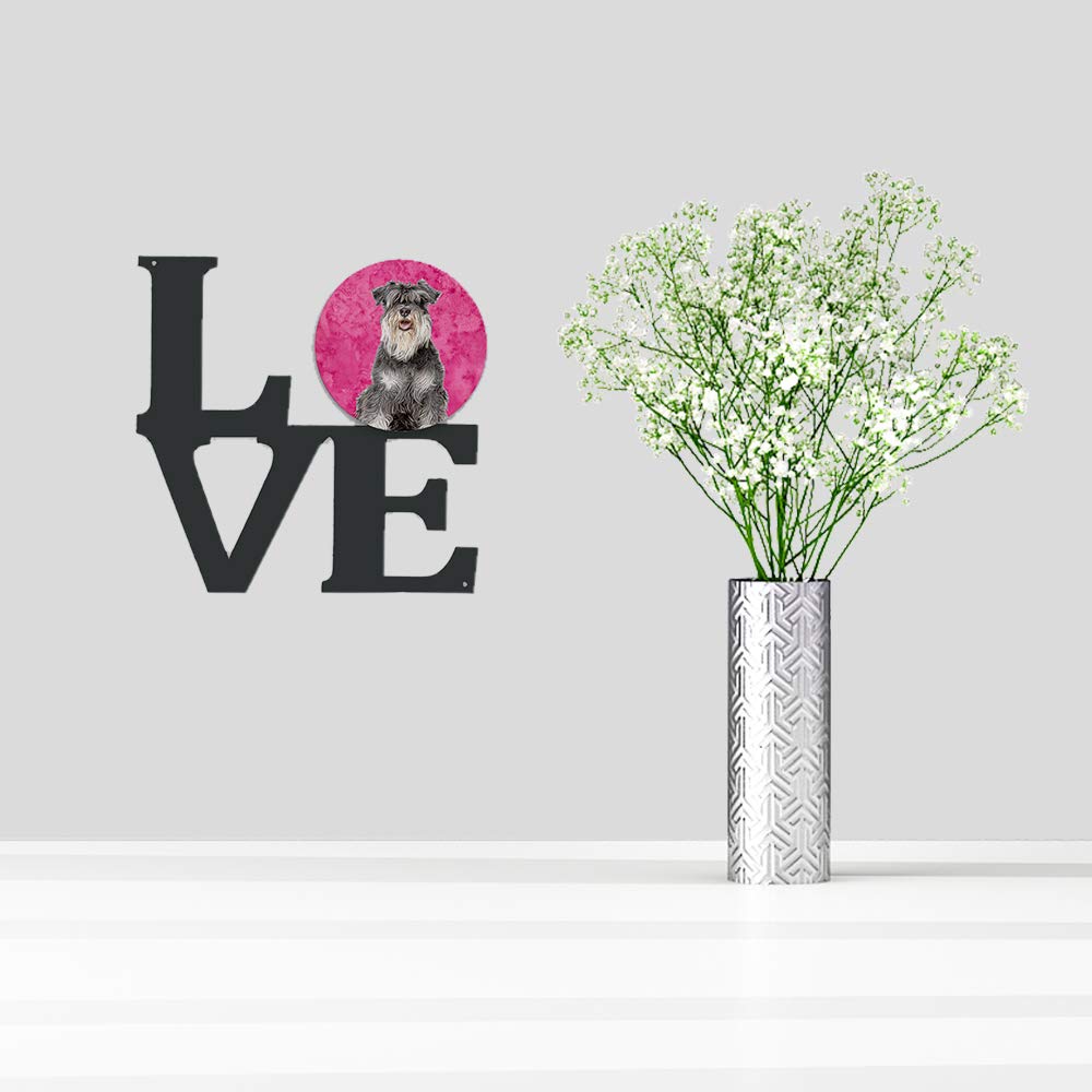 Pink Schnauzer Metal Wall Artwork LOVE KJ1228PKWALV