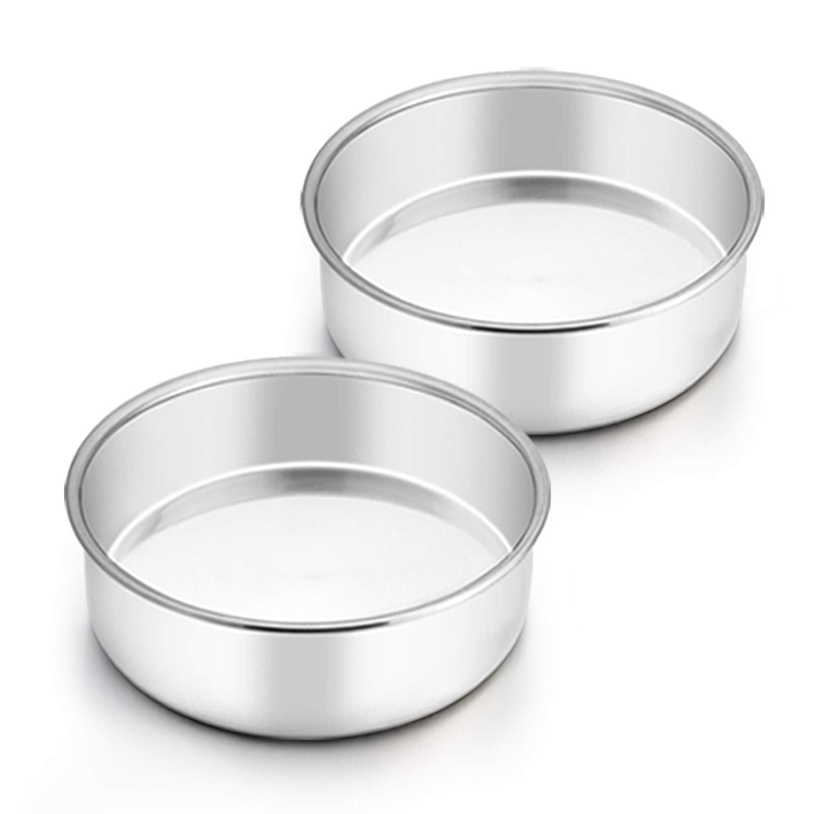 Teamfar 6 Inch Cake Pan, 2 Pcs Round Tier Cake Pan Set Stainless Steel For Baking Steaming Serving, Fit In Oven Pot Air Fryer, H