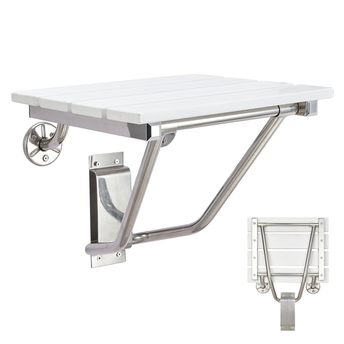 Folding Shower Seat And Bench Wall Mounted, Shower Chair Foldable, Shower Stool Collapsible For Inside Shower Bathroom Bathtub S