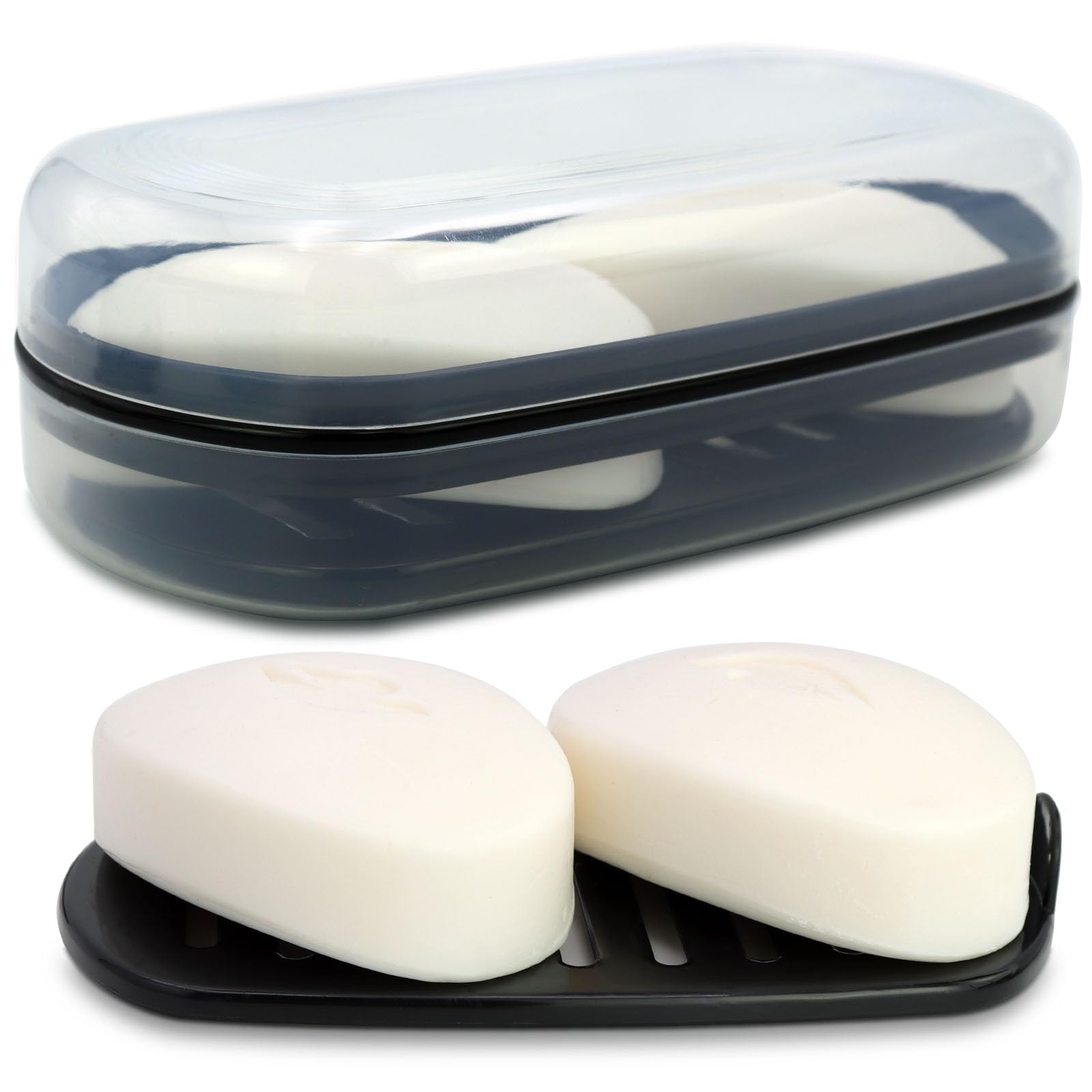 Solid Shampoo Bar Holder, Large Bar Soap Holder, Travel Soap Container, Soap Box With Draining Layer, Soap Case For Bathroom, Tr