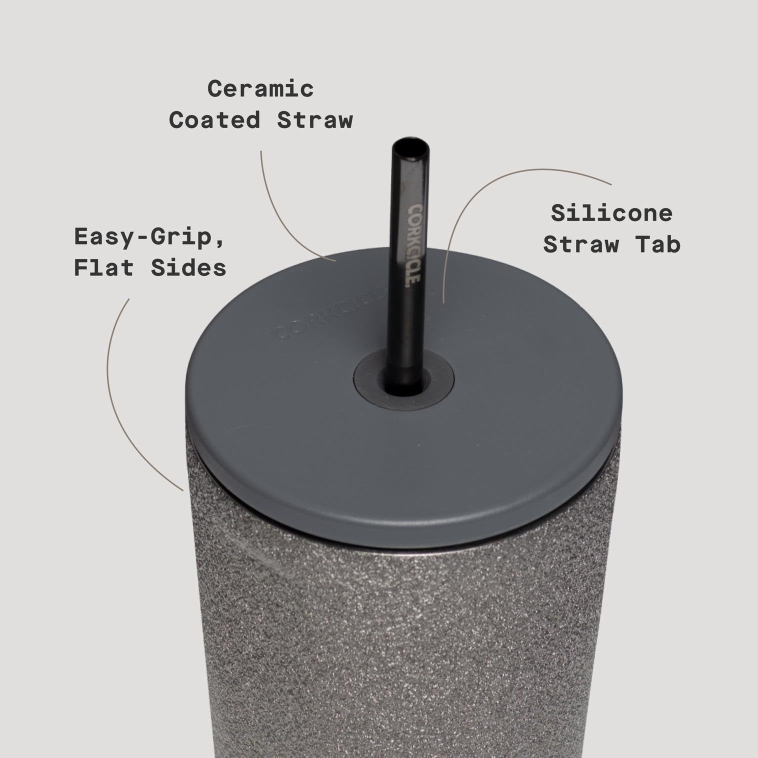 Corkcicle Cold Cup Insulated Tumbler with Straw - Keeps Drinks Cold for 12 Hours - Triple-Insulated Stainless Steel - Leak-Resis