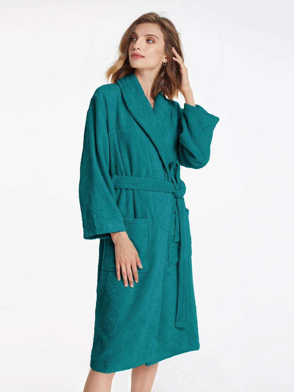 SIORO Robes for Women Terry Cloth Long Hotel Spa Bathrobes Cotton Towel House Coat Hot Tub Soft Absorbent Loungewear
