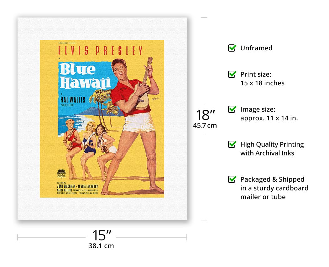 Elvis Presley In Blue Hawaii - Vintage Film Movie Poster By Rolf Goetze C.1961 - Fine Art Rolled Canvas Print (Unframed) 11In X