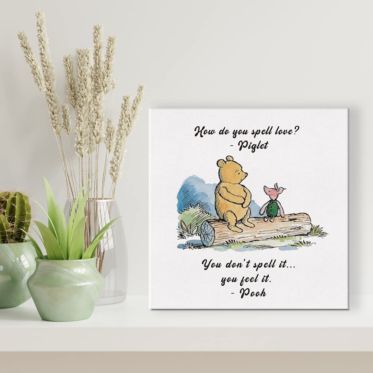 Classic Winnie The Pooh Wall Art Decor How Do You Spell Love Quote Canvas Painting Pictures Framed Print Sign Artwork Ready To H