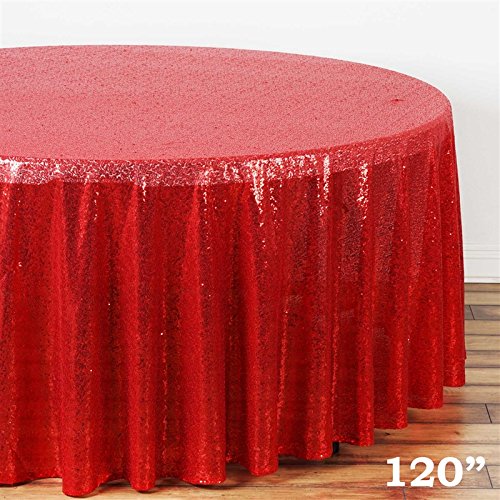Balsacircle 120-Inch Red Sequin Round Tablecloth For Wedding Party Cake Dessert Events Table Linens