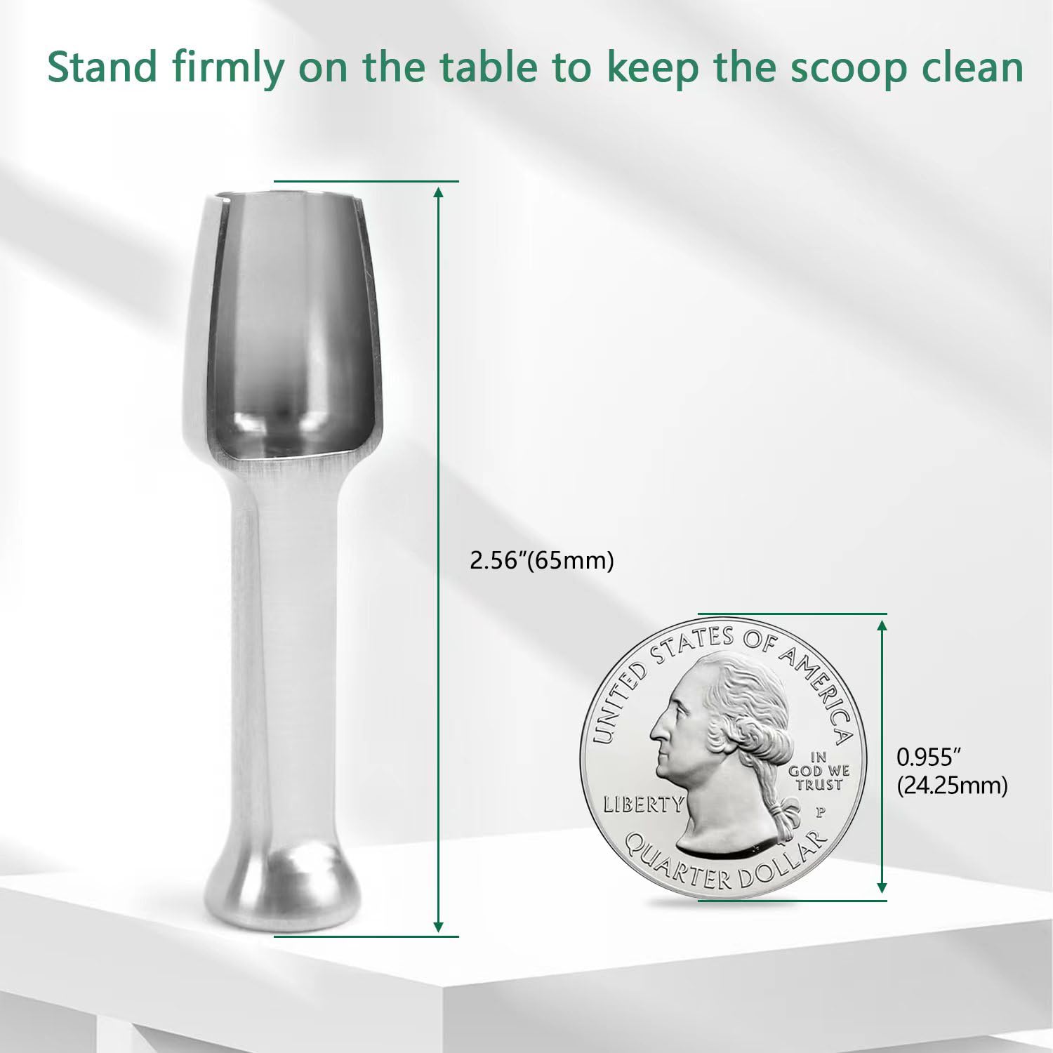 Mini Ss304 Stainless Steel Scoop With Tamp Tool,0.25 Gram 2.56 Inch Capacity Spoon For Multi-Purpose Use Sugar Salt Powder Spice