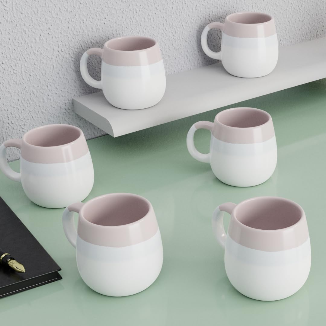 The Earth Store Ovule Tuscany Tea Cups Set Of 6 Small Coffee Chai Serving Cups Microwave Safe Ideal Gifts For Anniversary, House