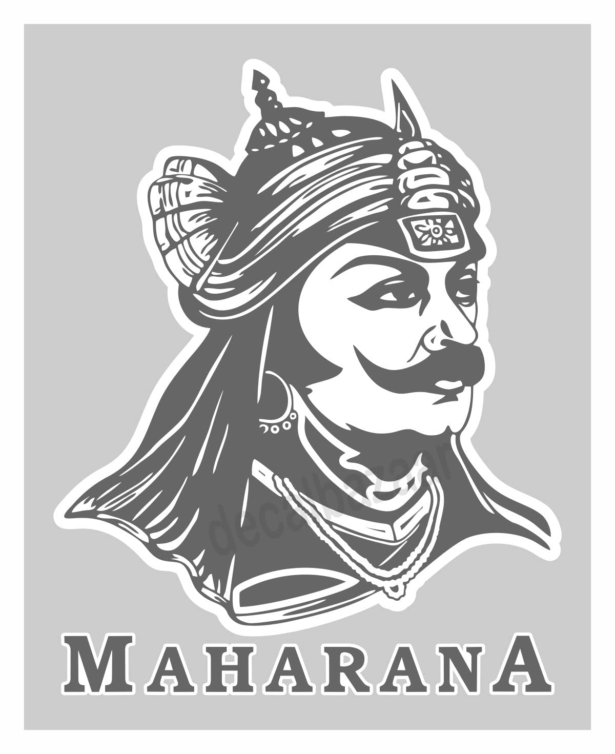 decalbazaar Vinyl Maharana Pratap Singh Glossy Glass Wall Vehicle Sticker, 11 x 8.5 Inches Silver