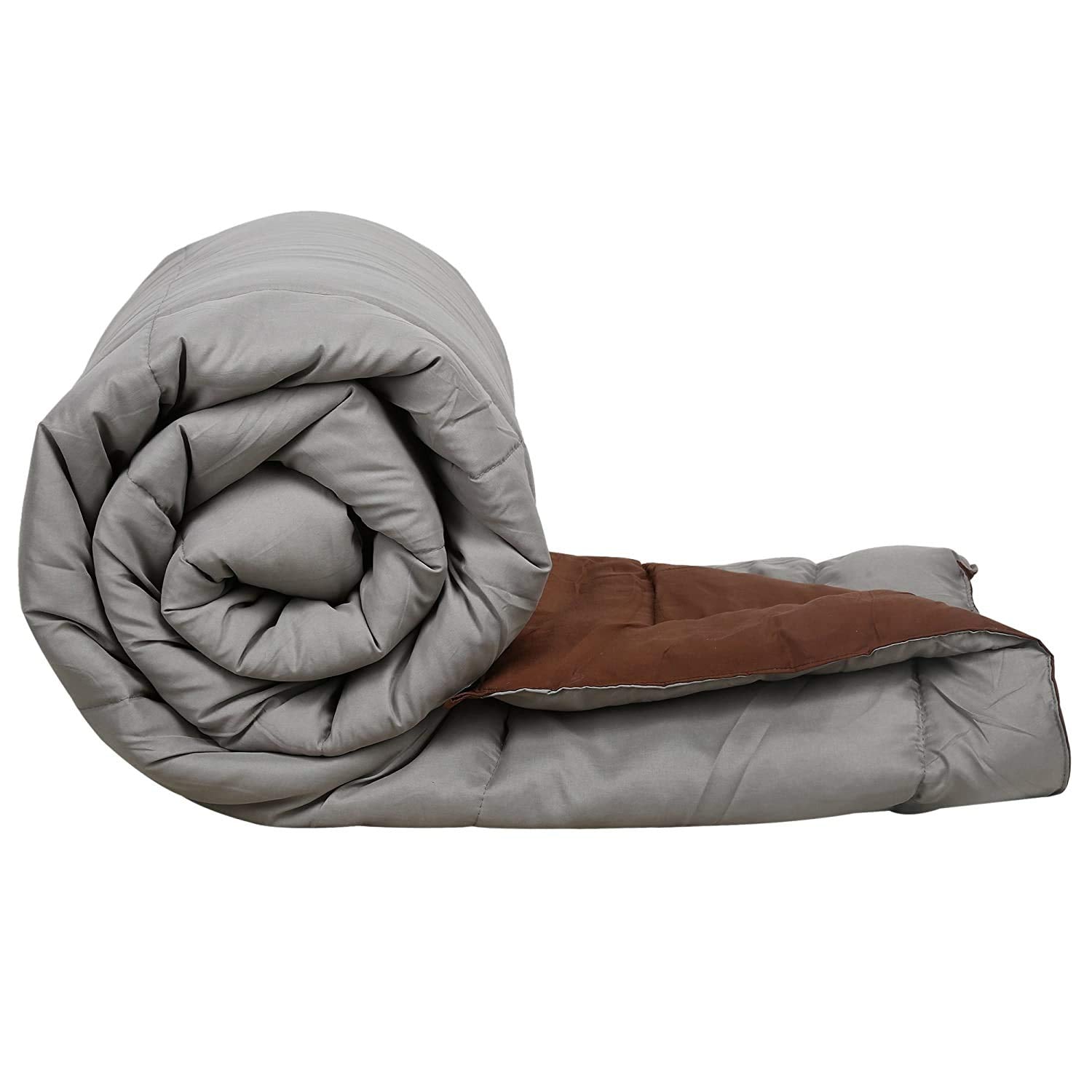 Shopingtrade Microfibre Reversible Comforter, Double Bed 250 Gsm (Multicolour14) Grey & Brown