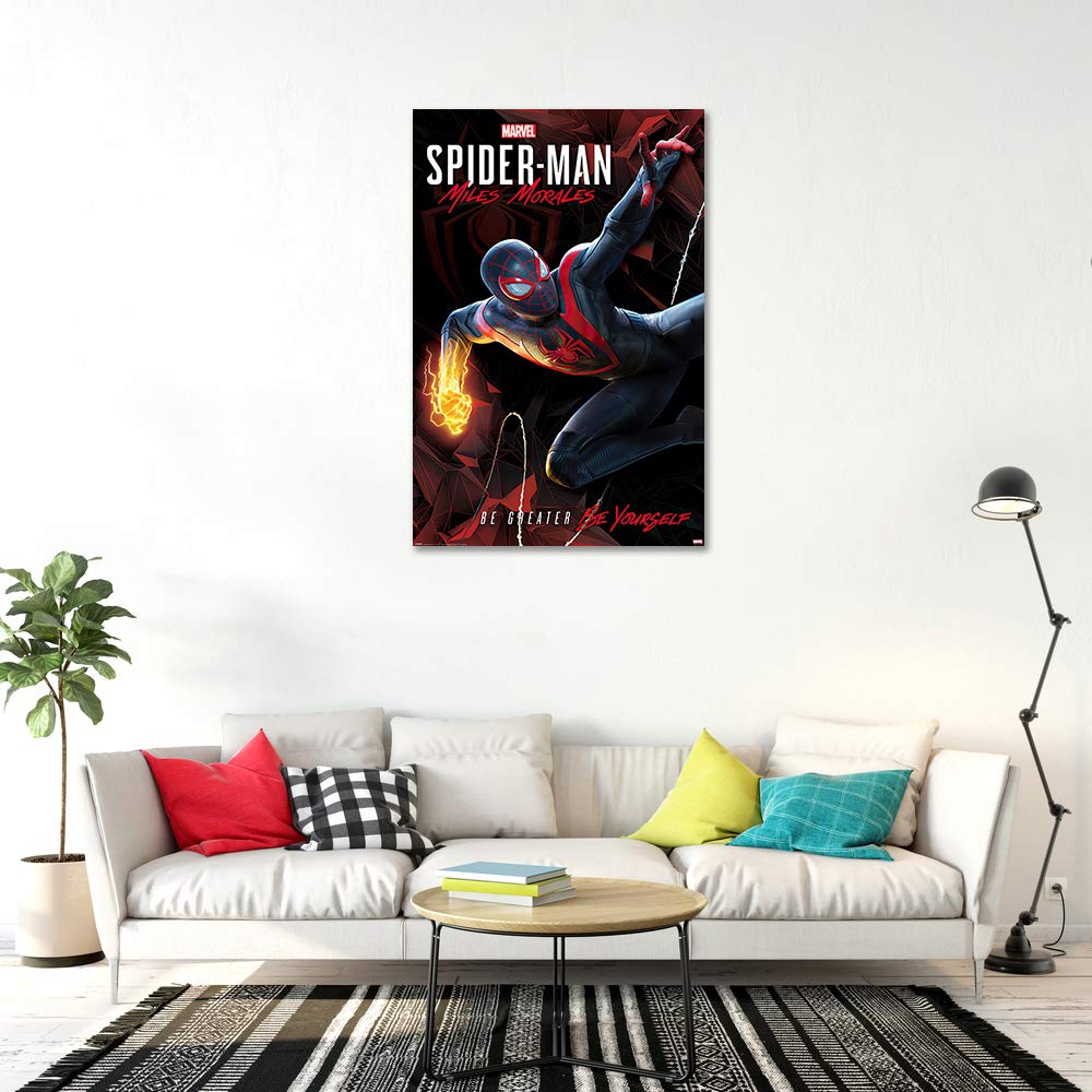 Poster Stop Online Spider-Man Miles Morales - Marvel Gaming Poster (Game Cover - Key Art - Cybernetic Swing) (Size 24'' X 36'')