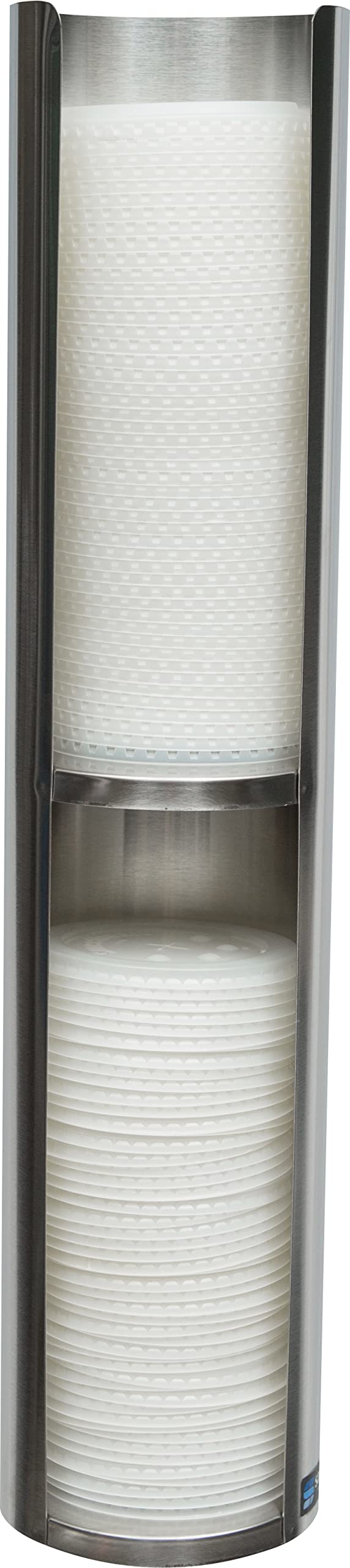 San Jamar Lid Dispenser Wall-Mounted, 24 - 46 Oz Cups With Dual Lid Capacity For Restaurants, Dining Halls, And Fast Food, Stain