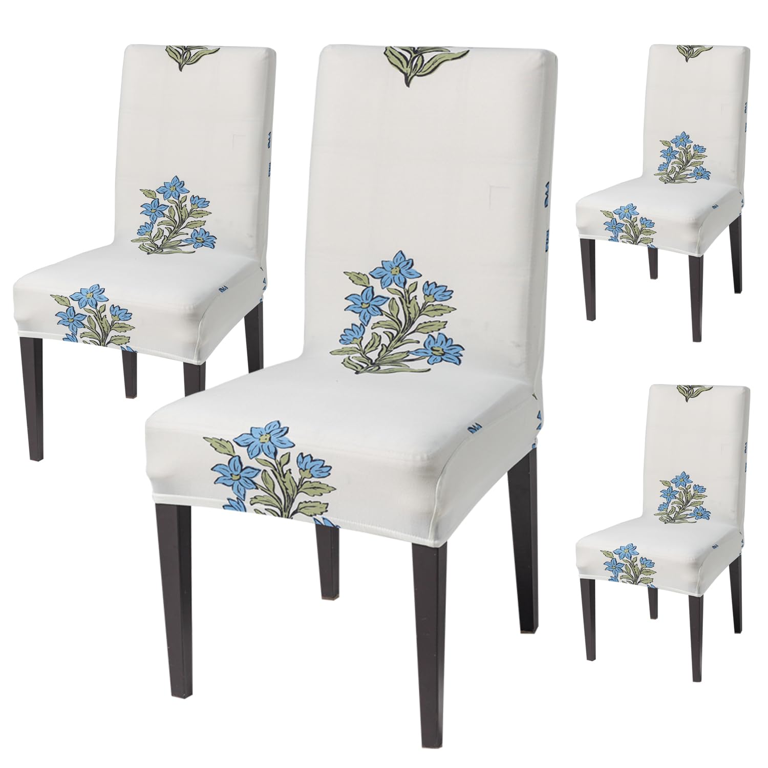 House Of Quirk Elastic Chair Cover Stretch Removable Washable Short Dining Chair Cover Protector Seat Slipcover (Pack Of 4, Beig