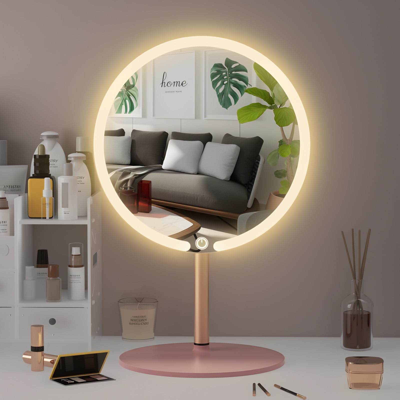 Sksfly Vanity Mirror With Lights With 4K Ultra-Clear Clarity, Long-Press Touch Brightness Control, 3-Speed Brightness, And Multi