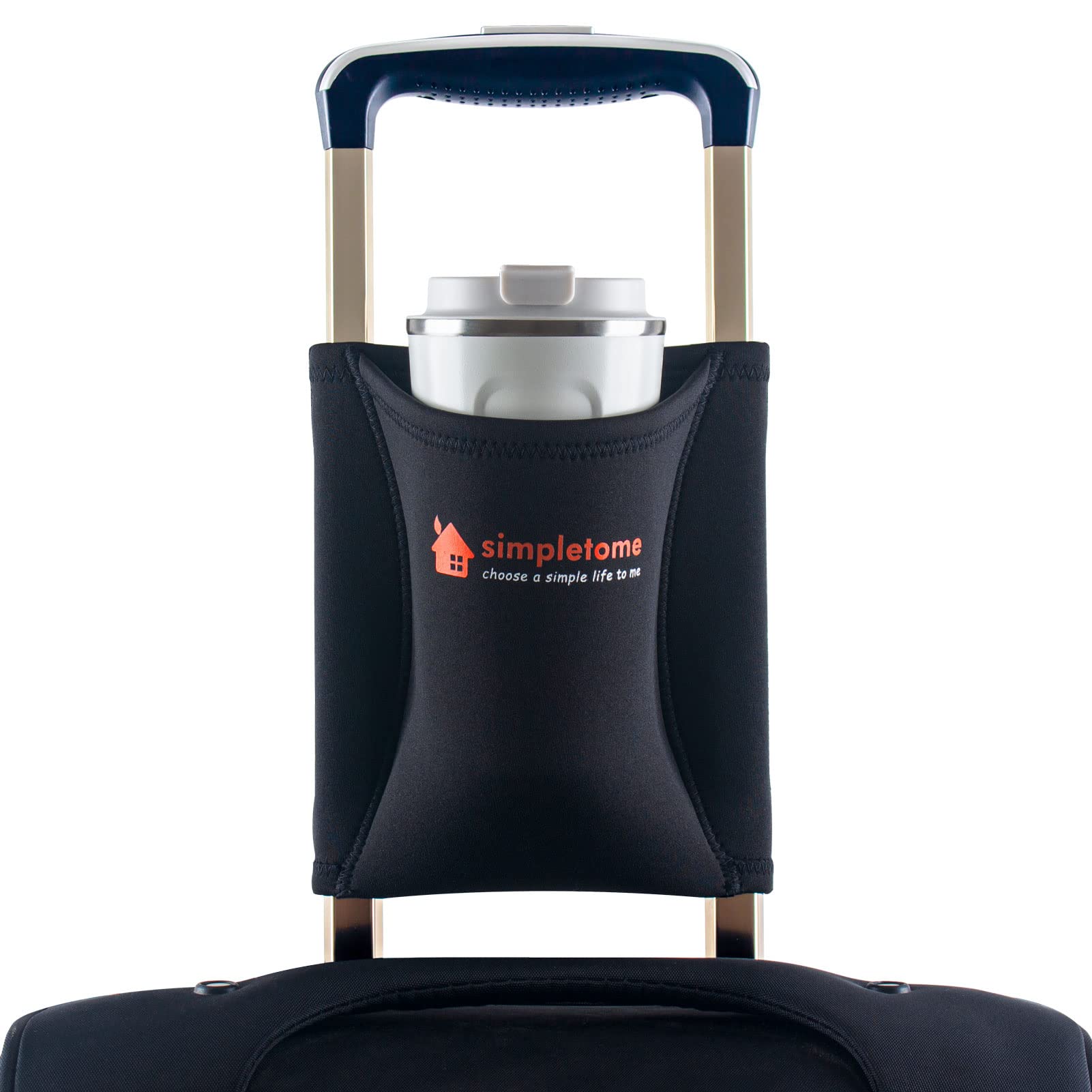 Simpletome Luggage Cup Holder Hands-Free Travel Drink Caddy Bag Attachment Simple Style Elastic Materials Easy To Install And Re