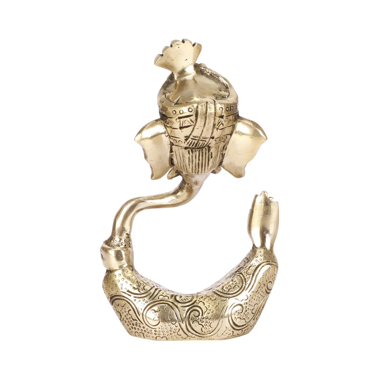 TAPAS HOMES Brass Pagadi Ganesh Trunk Abstract Ganesha Bhagwan Idol Sitting Posture Ganpati Murti for Home Entrance Dcor Diwali