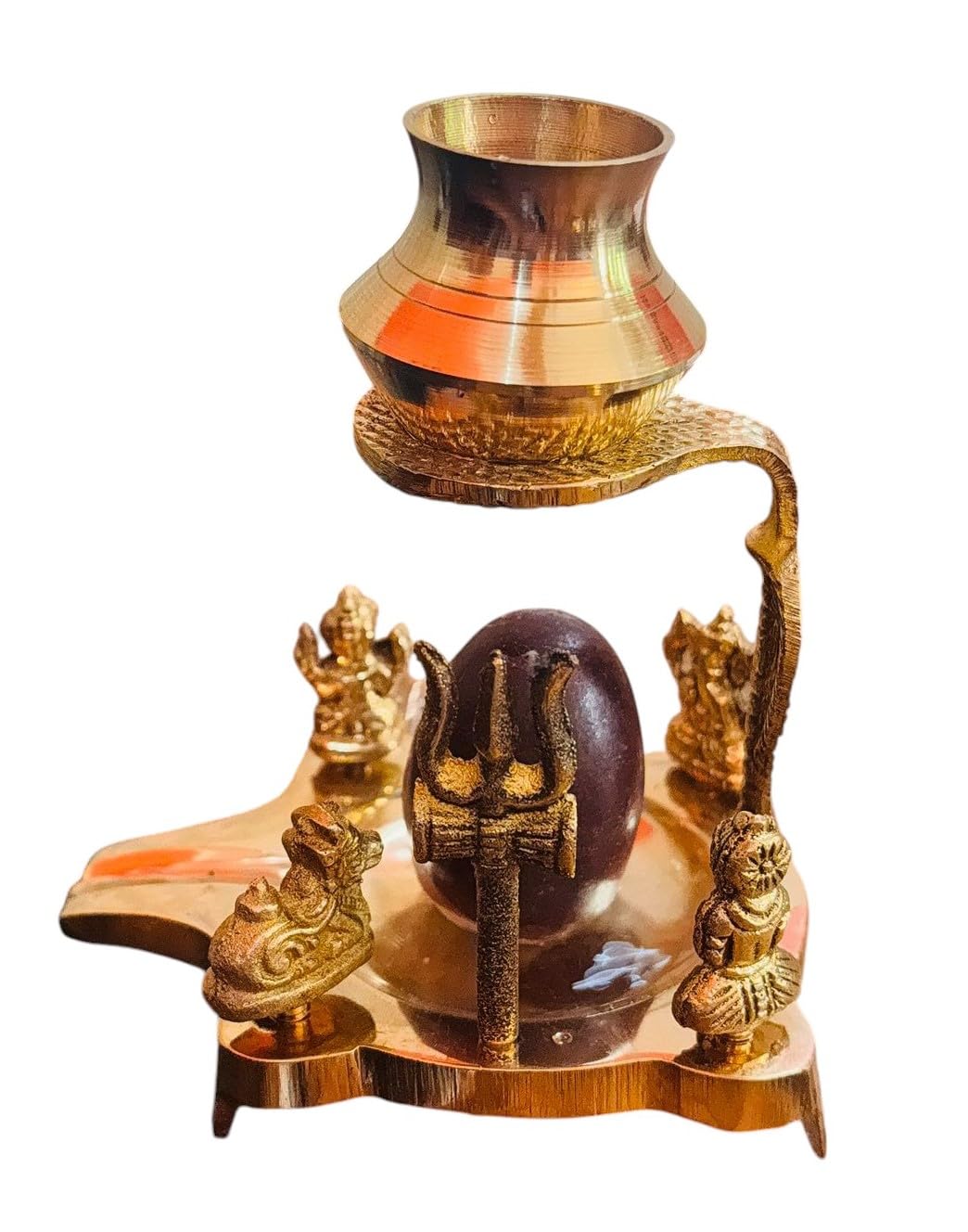Ani Divine Shiva Family Ganesh, Kartikeya, Parvati & Nandi Ji Heavy Brass Idol With Sacred Narmadeshwar Shivling For Worship, Bl