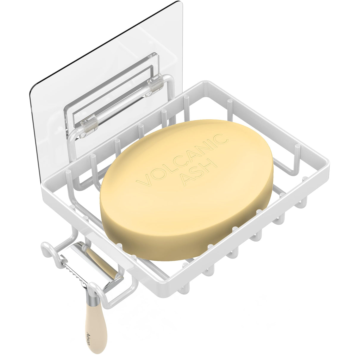 Moforoco Soap Bar Holder For Shower, No Drilling, 304 Rustproof Stainless Steel, Wall Mounted Soap Holder With 2 Hooks And Razor