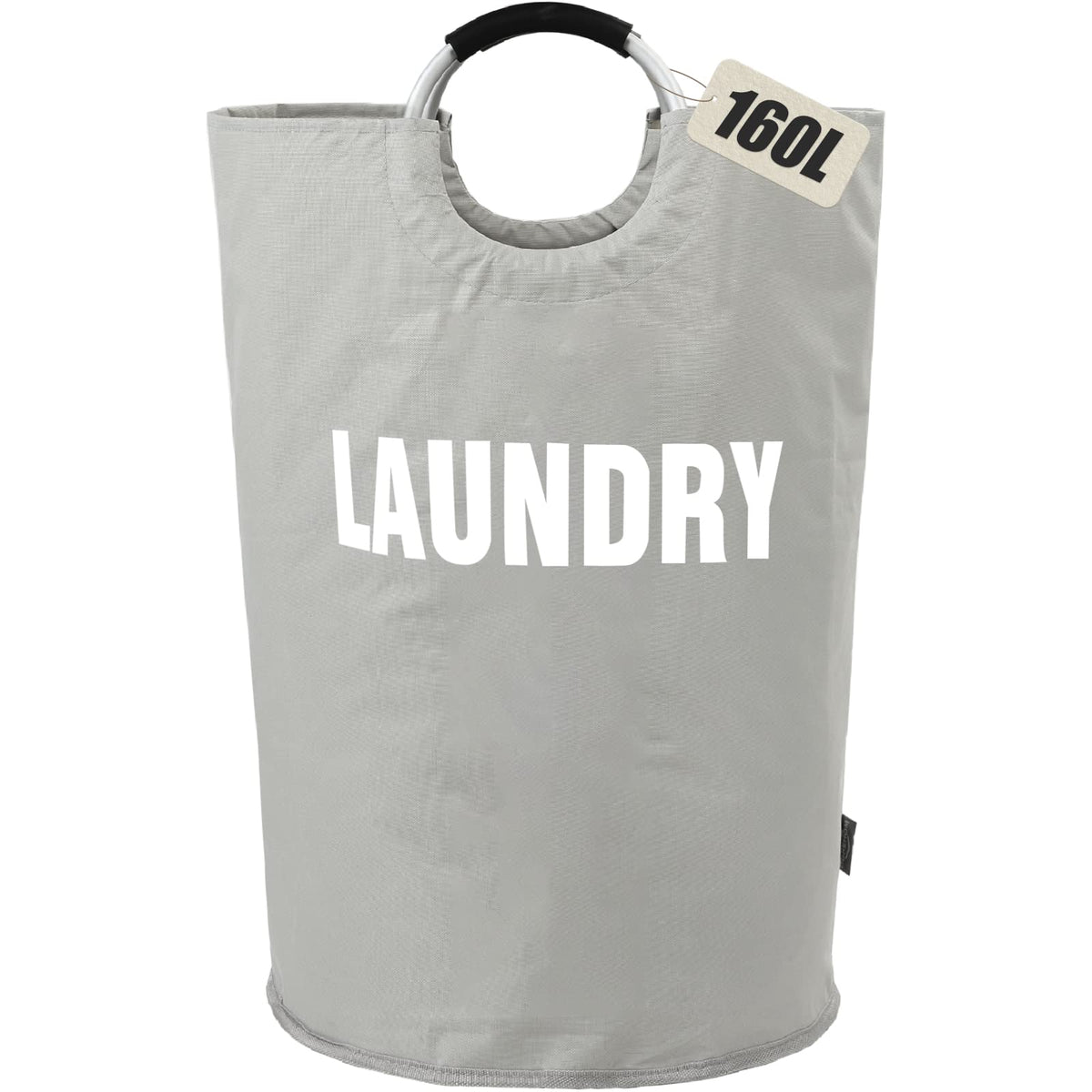 Dokehom 160L Xx-Large Laundry Basket (7 Colors), Collapsible Laundry Bag, Foldable Laundry Hamper, Folding Washing Bin (Grey, Xx