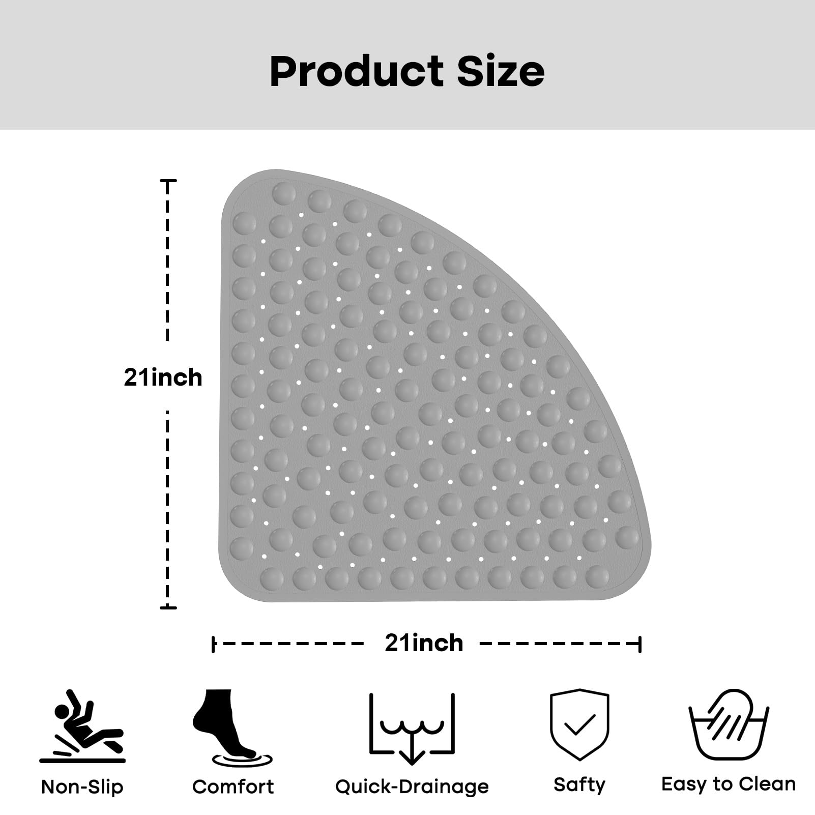 Xiyunte Corner Shower Mat Non Slip - 21 X 21 Inches Corner Shower Mats For Inside Shower, Non Slip Triangle Shower Mat, Corner S