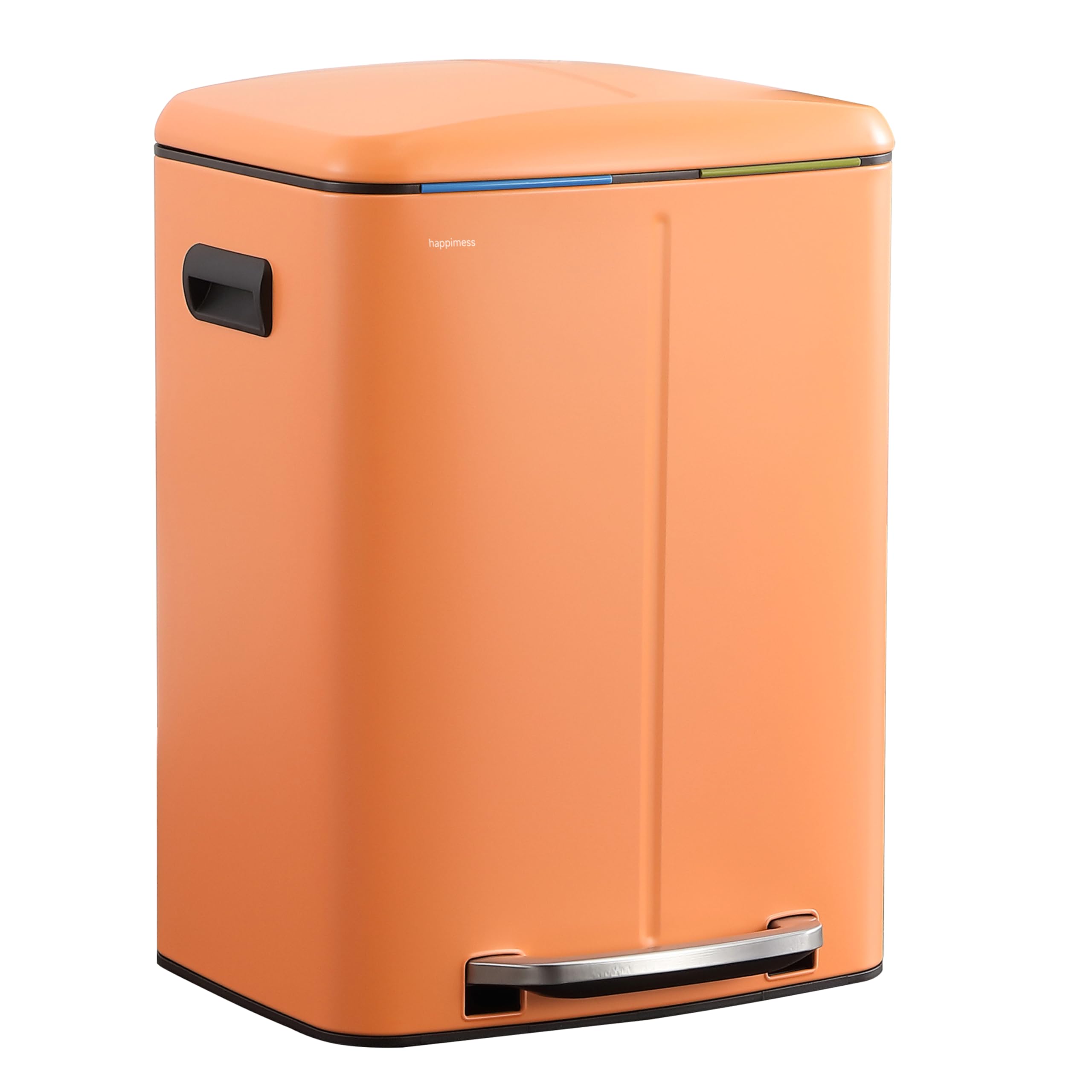 happimess HPM1005K Marco Rectangular 10.6Gallon Double Bucket Trash Can with SoftClose Lid, Carrot Cake, Fingerprint Resistant