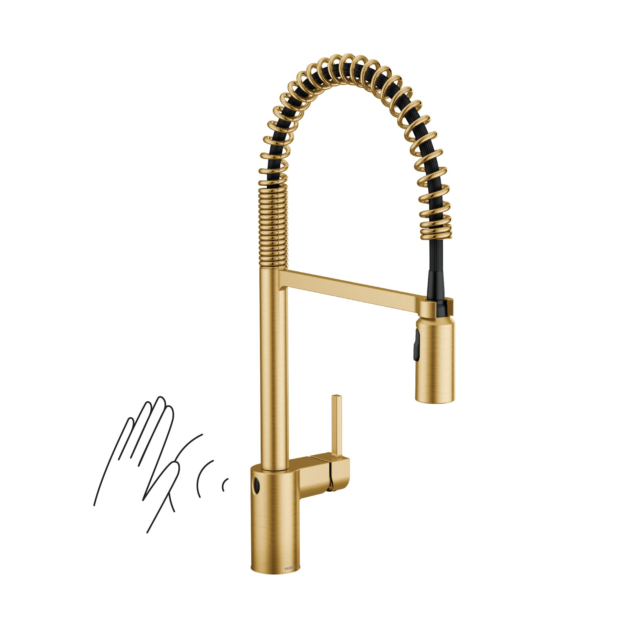 Moen Align Brushed Gold Motionsense Wave Sensor Touchless One Handle Pre-Rinse Farmhouse Spring Kitchen Faucet, 5923Ewc