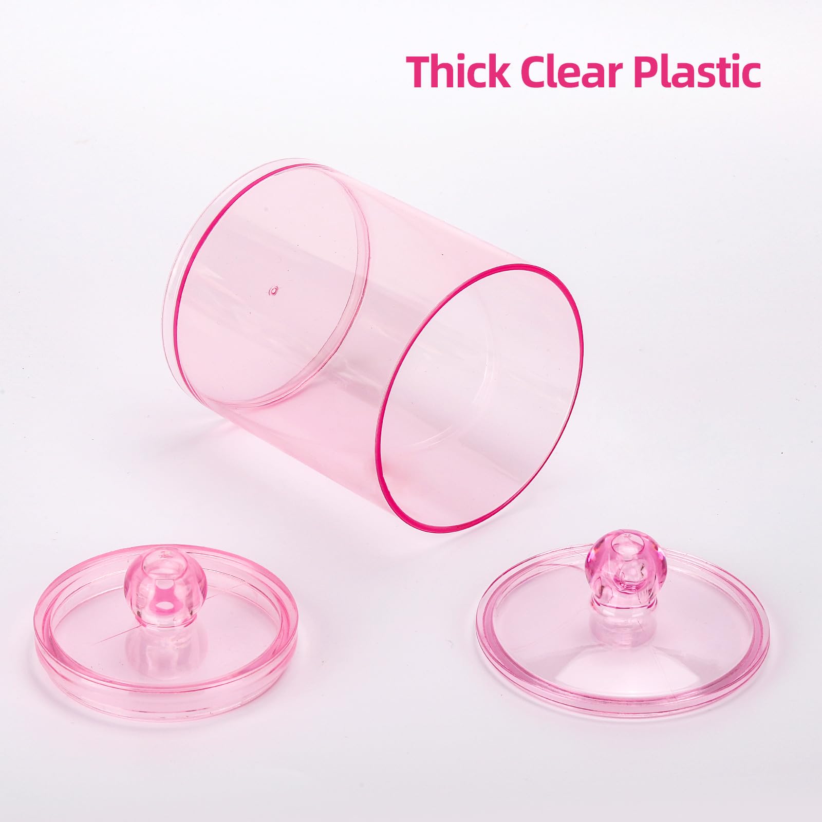 Tbestmax 12 Oz, 10 Oz Qtip Holder - 4 Pack Restroom Bathroom Organizers And Storage Containers, Pink Plastic Apothecary Jars Wit