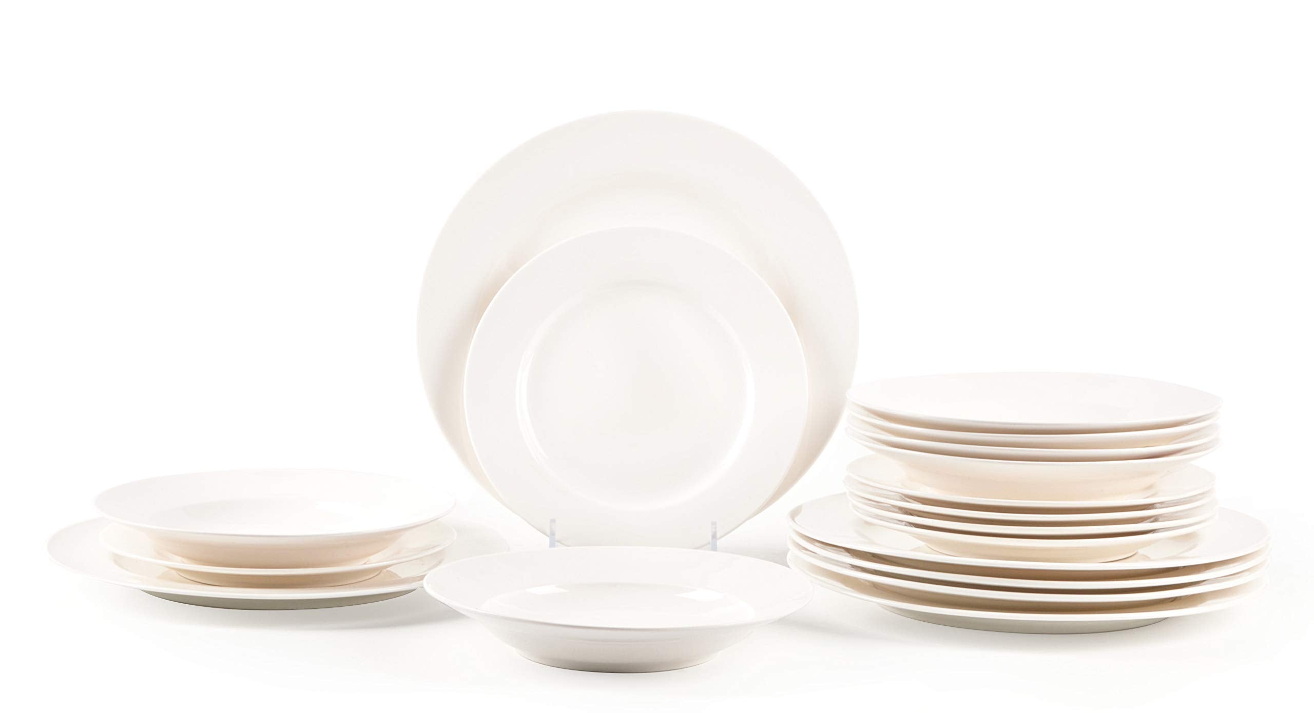 HomeVss, Bone China Rim Shape, Elegance White 18pc Dinnerware Set
