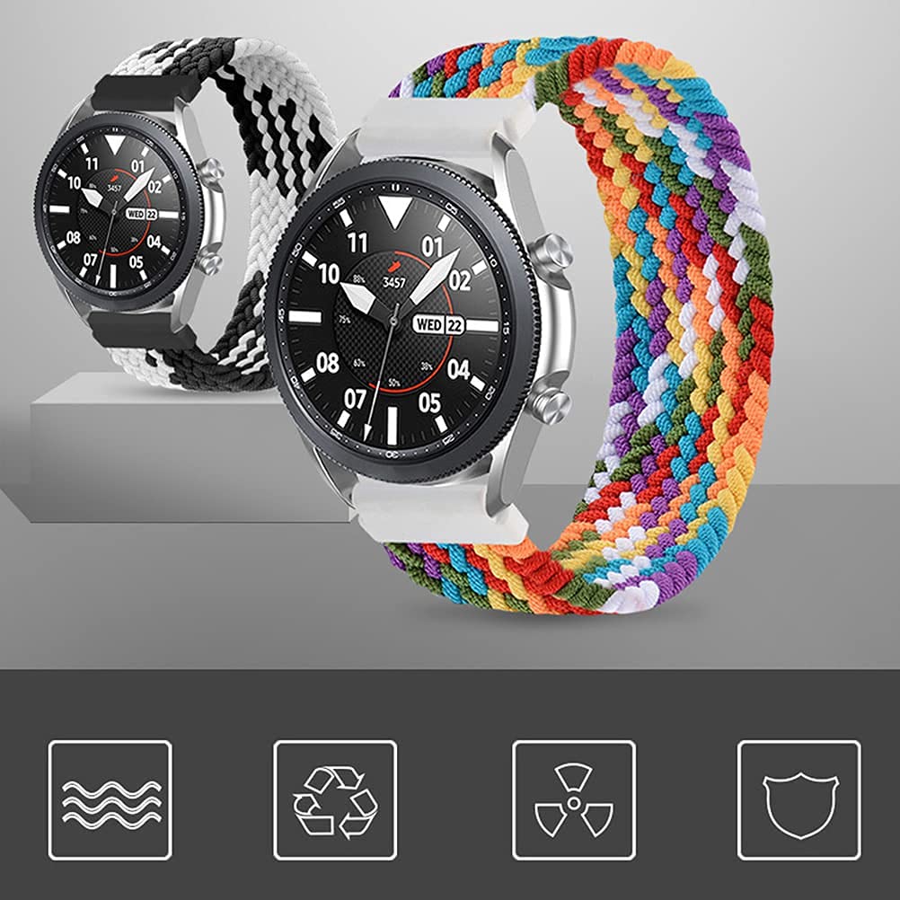 Stretch Braided Nylon Band For Samsung Galaxy Watch 3 45Mmgear S3 Classicfrontier46Mm, Soft Elastics Solo Loop Strap For Huawei