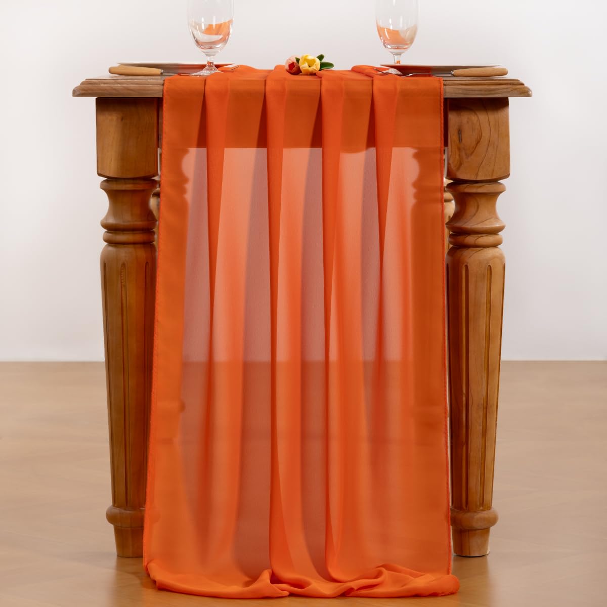 Socomi 14ft Orange Fall Thanksgiving Chiffon Table Runner 29x170 in Sheer Wedding Runner Romantic Rustic Table Runner for Baby S