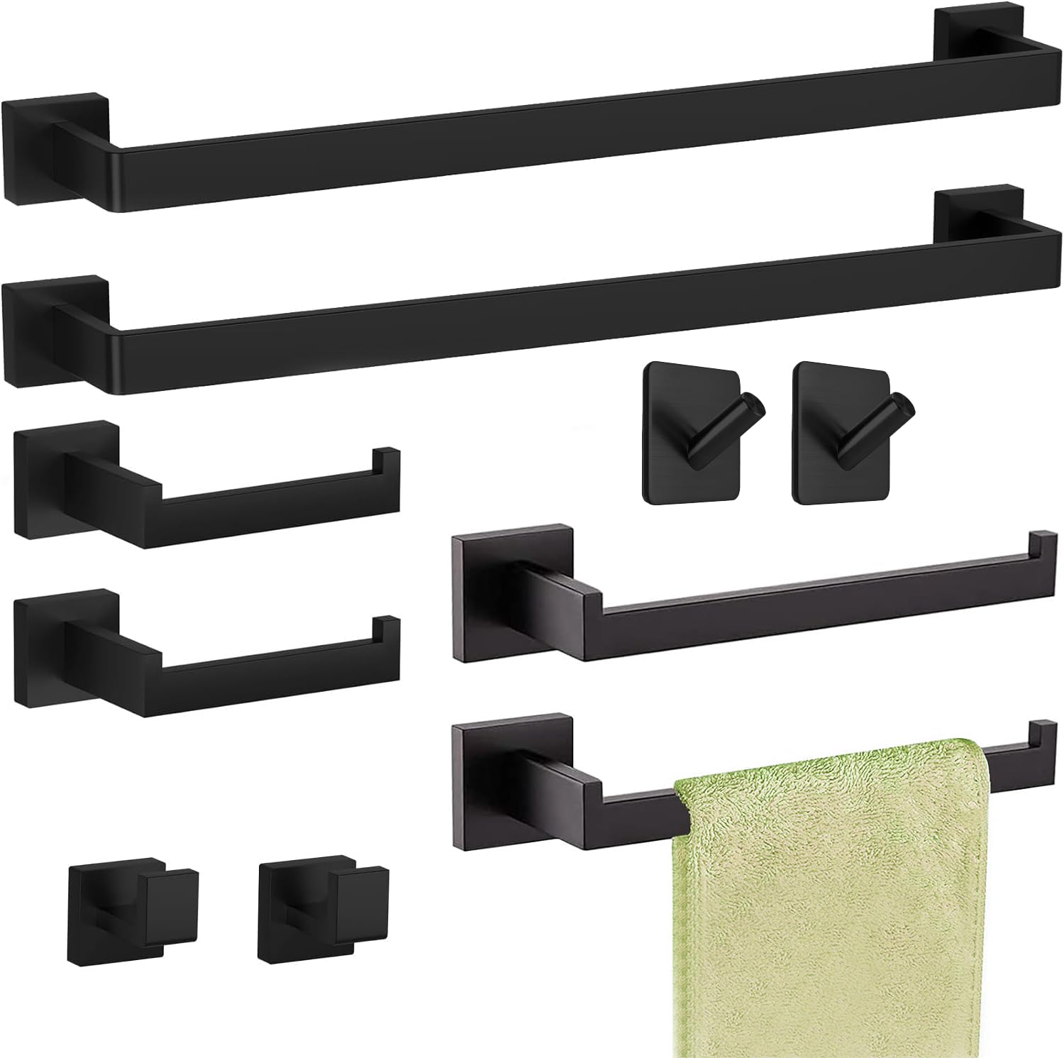 Toptowel 10Sets Bathroom Towel Rack-24Inch Matte Black