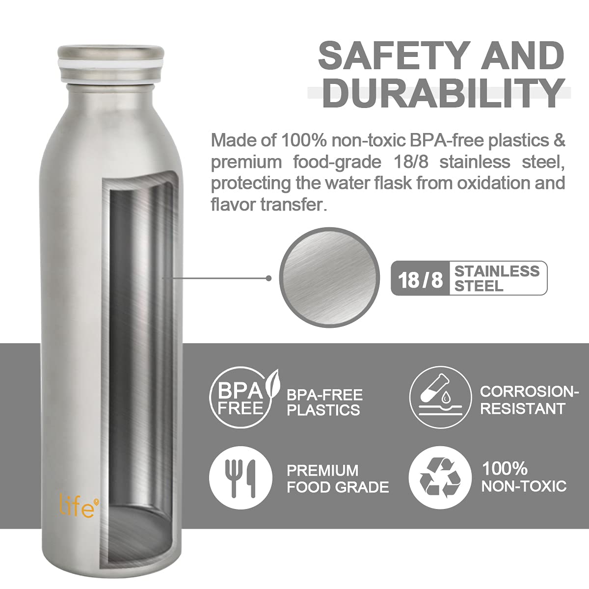 Life'S Easy 20 Oz Stainless Steel Water Bottle - Double Wall Vacuum Insulated Water Bottle - Leak Proof Insulated Thermal Bottle