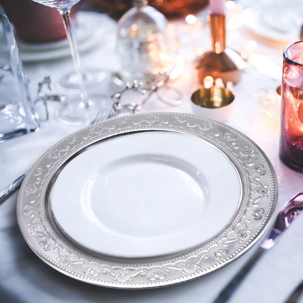 Brightalk 13-Inch Stainless Steel Charger Plates, 6Pcs Silver Dinner Plate Chargers Round Server Ware