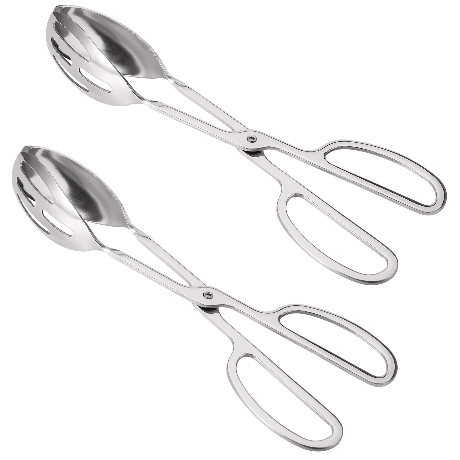 Jucoan 2 Pack Buffet Tongs Salad Tongs, 10 Inch Stainless Steel Food Serving Tongs Bread Tongs With Scissor Handles For Kitchen,