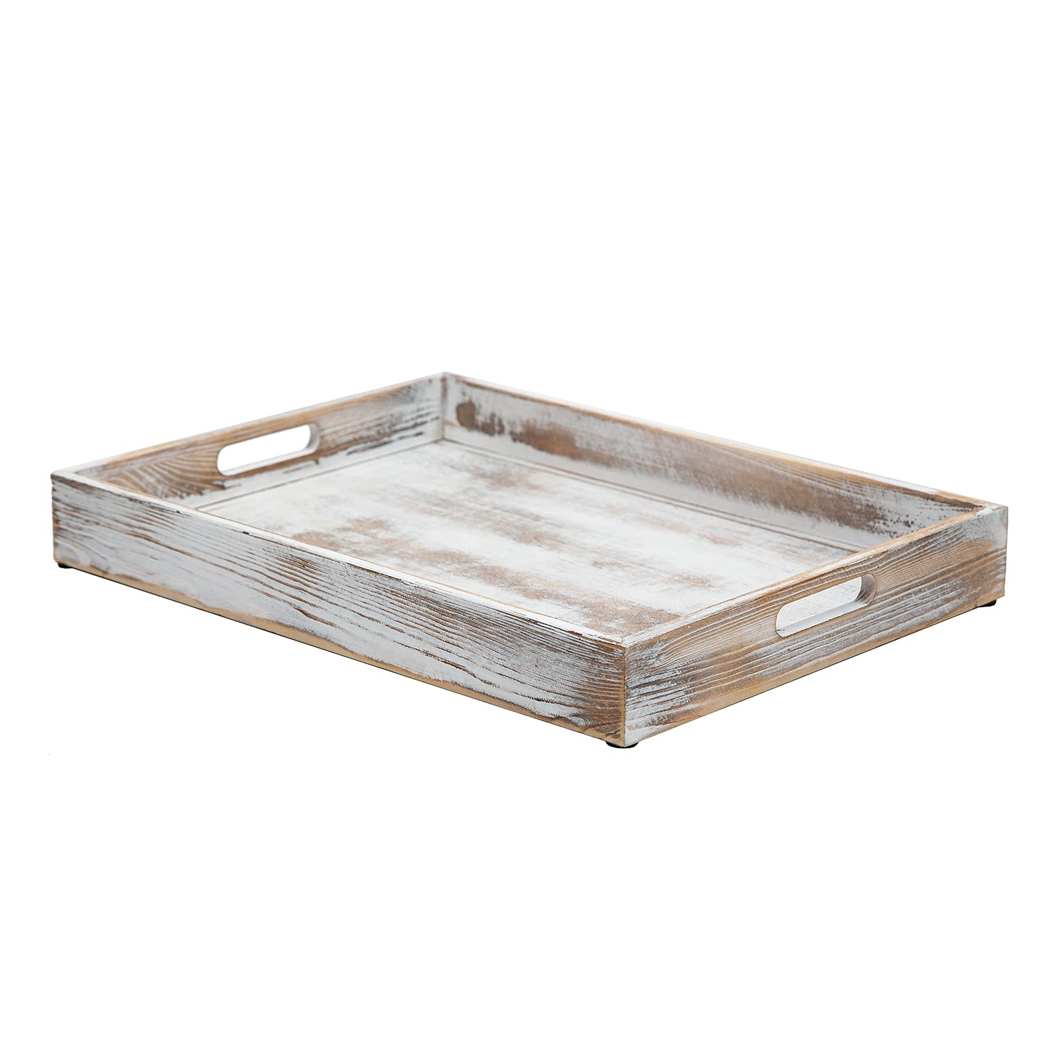 Rustic Distressed Wood Food Breakfast Serving Tray Octagon Serving Tray In Bed With Cutout Carrying Handles Coffee Office Deskto