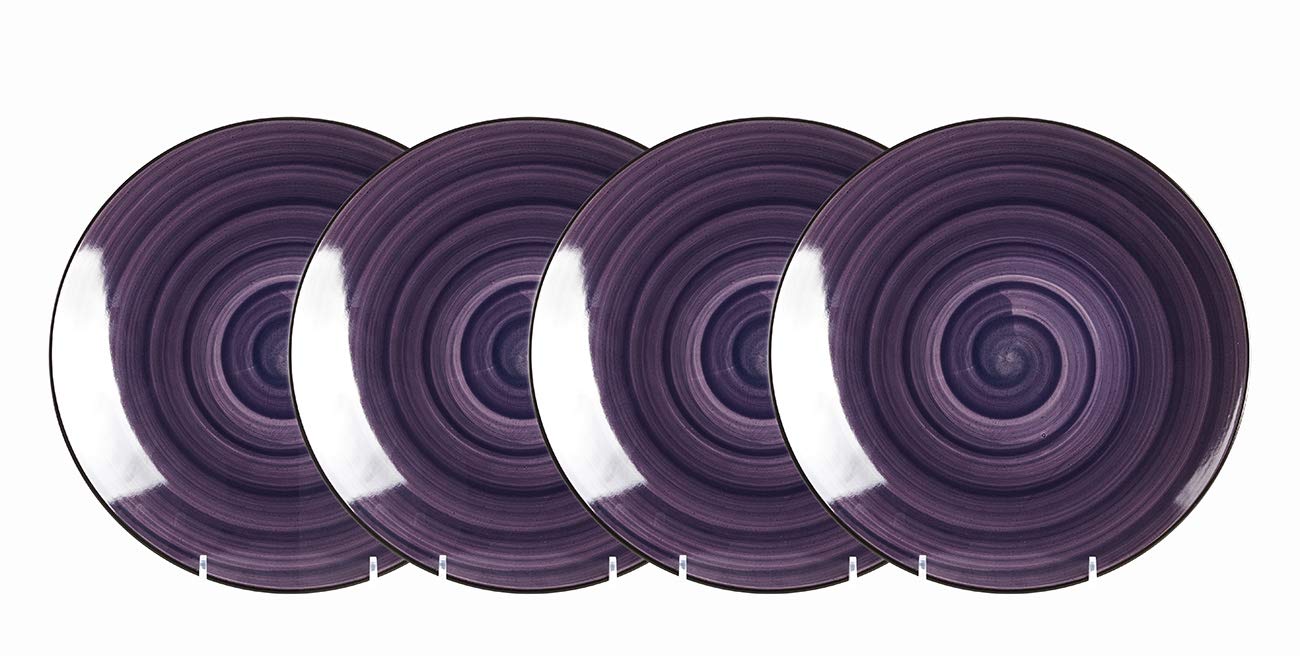 HomeVss, Stoneware Sonoma 16pc Dinnerware Set, Black + Speckled Spin Wash Purple